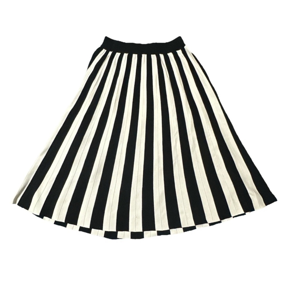 Black & White A-Line Pleated Skirt
